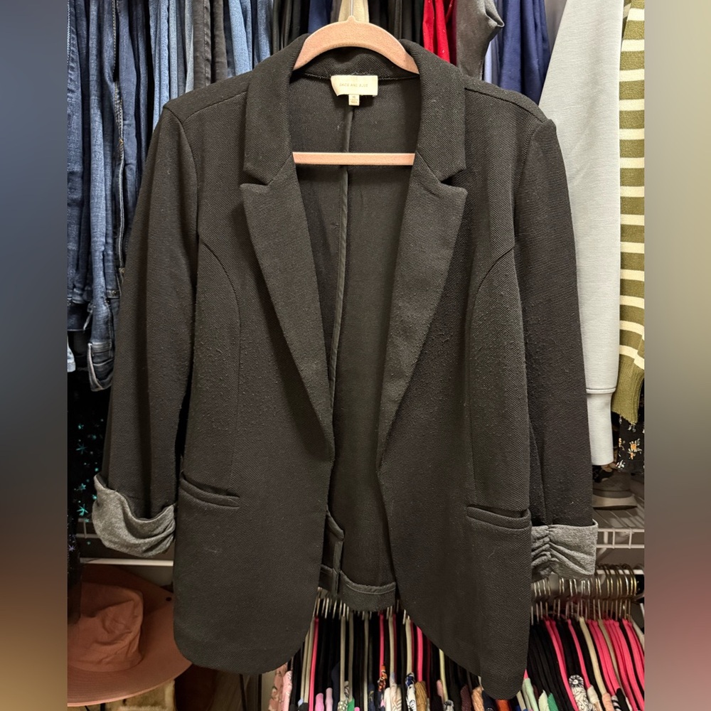 Skies Are Blue Charcoal Blazer with Rolled Cuffs